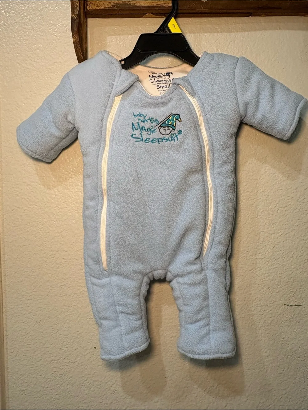 Merlin's Magic Sleep Suit Sz S 3-6 Months 12-18 lbs Blue Cotton Zip Baby Sleeper